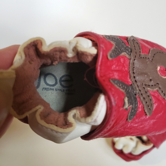 3/$20 Joe Fresh leather Christmas reindeer baby moccasin soft sole shoes 0-6M - Picture 7 of 9